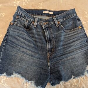 Denim Frayed Hem Shorts